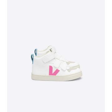 Kids' Veja V-10 MID CWL High Tops White/Blue/Pink | SG 706OKI